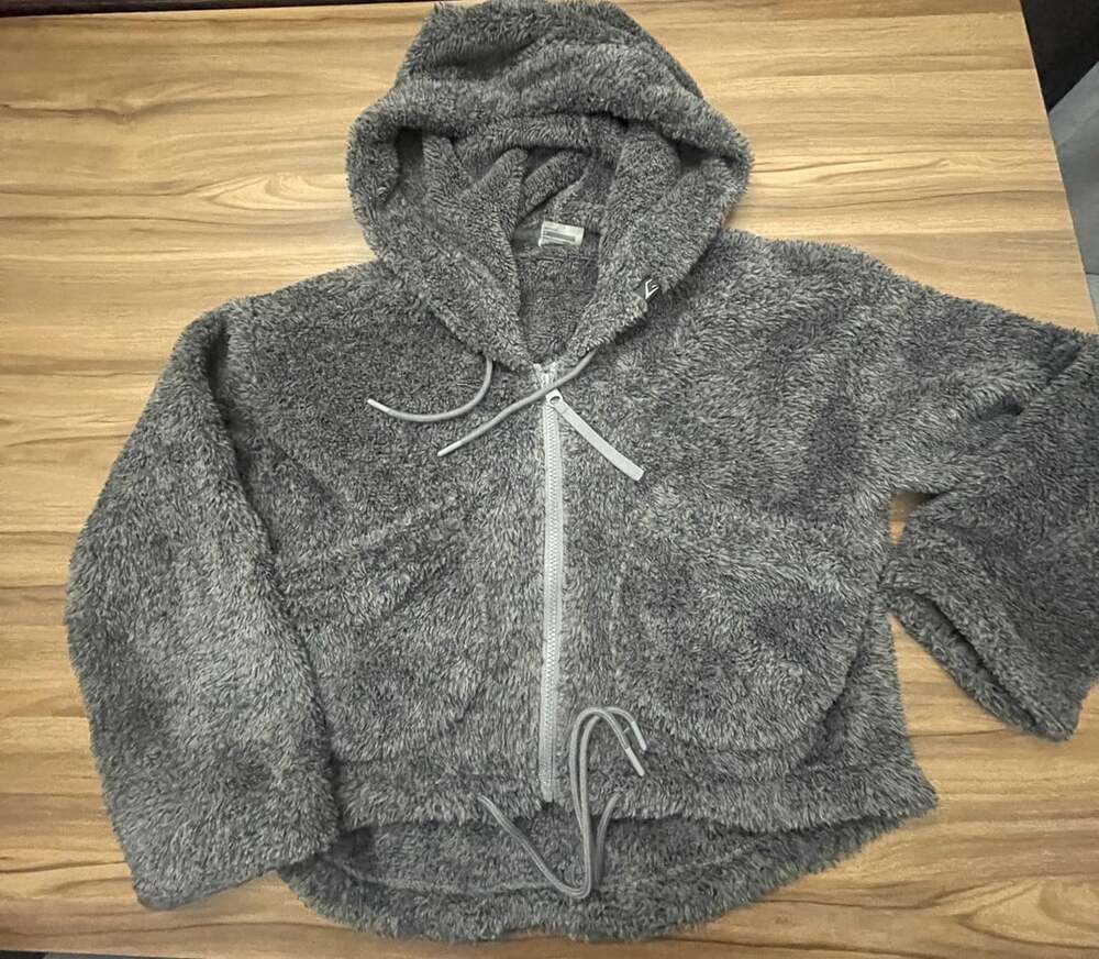 Gymshark Cosy Zip Pullover Size M Dark Grey Sherpa Hoodie